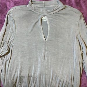 Grey flowy collared long sleeve